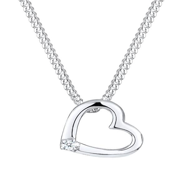 Elli DIAMONDS Halskette Herz Liebe Diamant (0.015 ct.) 925 Silber 1.0 pieces