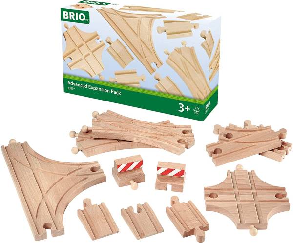 BRIO World 33307 Schienen- und Weichensortiment - 11 Weichen aus Buchenholz für die BRIO Holzeisenba
