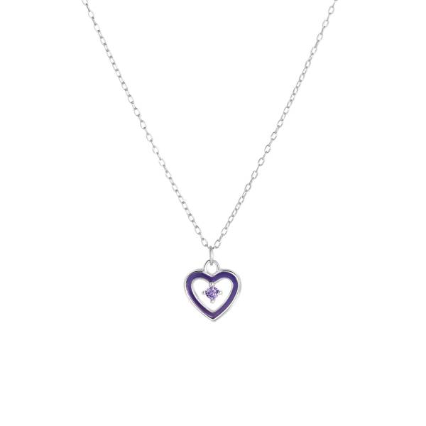 Lucardi Halskette, 925 Silber, Herz, Emaille & Geburtsstein - Oktober Halskette 1.0 pieces