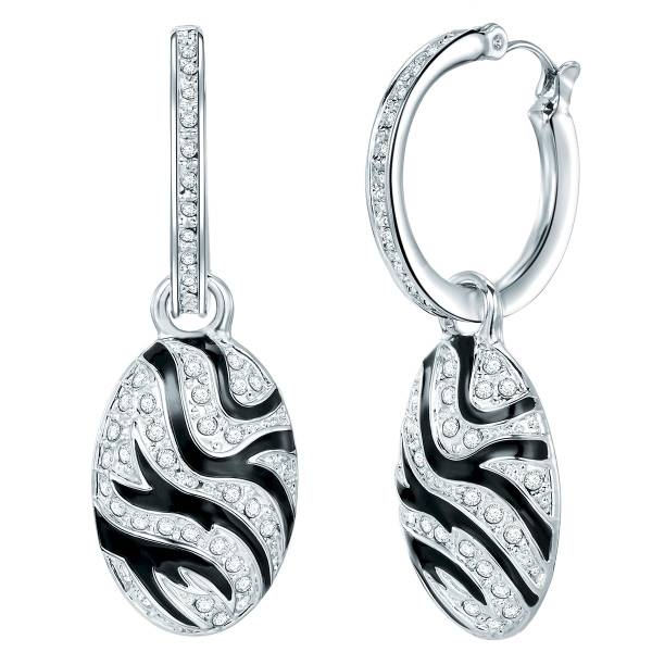 Lulu & Jane Creolen Metall-Legierung verziert mit Kristallen von Swarovski in Silber Ohrring 1.0 pieces