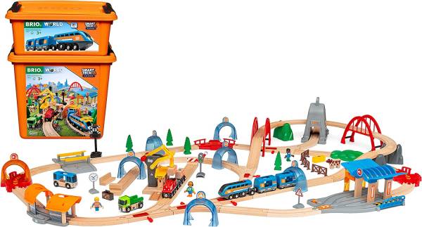 BRIO World 33977 Smart Tech Sound Deluxe Set - Interaktive Lok mit Aufnahmefunktion in umfangreichem