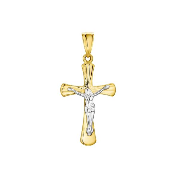amor Motivanhänger für Damen und Herren, Unisex, Gold 585 | Kreuz mit Corpus Anhänger 1.0 pieces