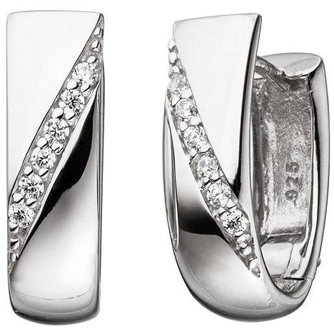 SIGO Creolen 925 Sterling Silber mit Zirkonia Ohrringe Silberohrringe Silbercreolen