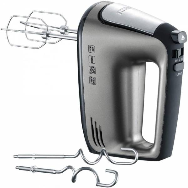 SEVERIN Handmixer mit Spiralkabel, ca. 400 W, HM 3832, Silber/Schwarz
