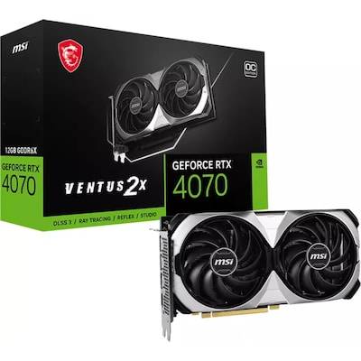 MSI GeForce RTX 4070 Ventus 2X OC 12GB GDDR6X Gaming Grafikkarte 3xDP/HDMI