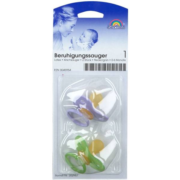 Baby-Frank Beruhigungssauger in Kirschform Latex 0-6 Monate flieder/grün