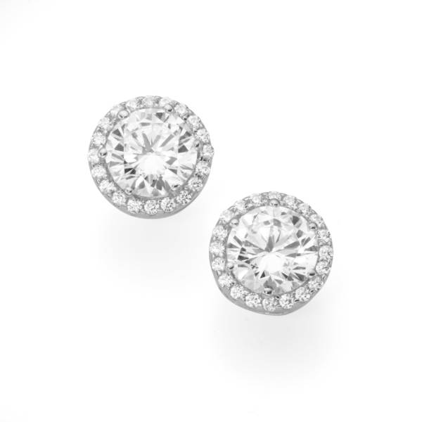 Smart Jewel Ohrstecker rund mit Zirkonia Steinen, Silber 925 Ohrring 1.0 pieces