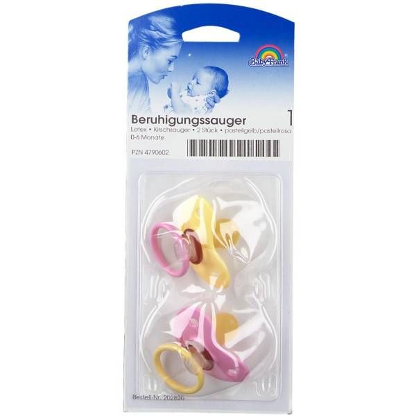 Baby-Frank Beruhigungssauger Latex 0-6 Monate gelb/rot