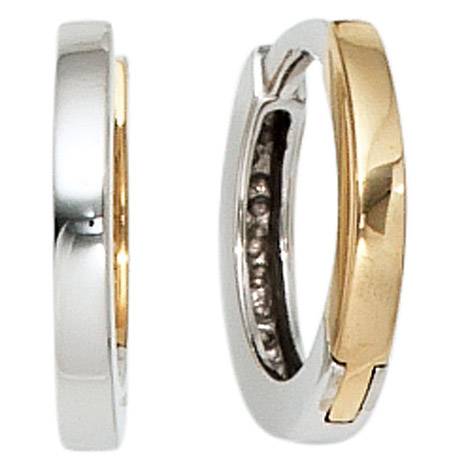 SIGO Creolen rund 333 Gold Gelbgold Weißgold bicolor Ohrringe Goldcreolen