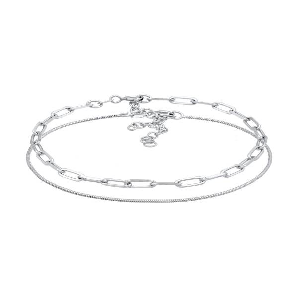 Elli PREMIUM Armband Glieder Basic Schlangenkette 2er Set 925 Silber 1.0 pieces