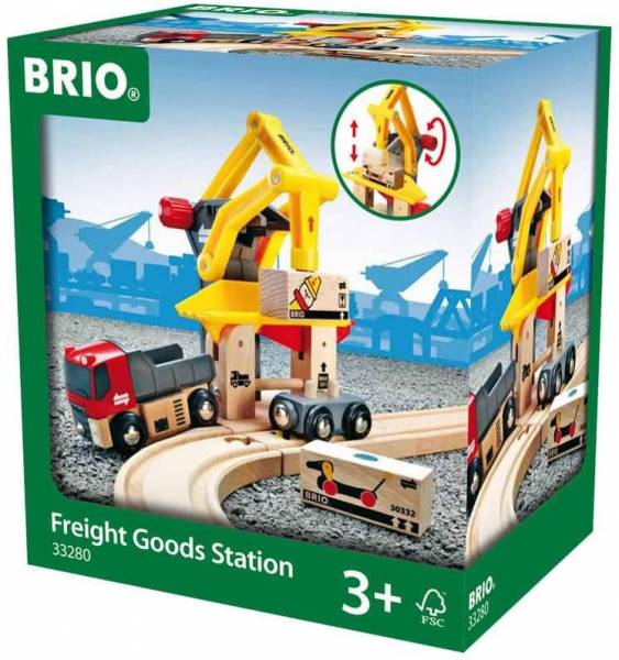 Brio world 33280 frachtverladestation – eisenbahnzubehör für die brio holzeisenbahn kleinkinderspielzeug empfohlen kinder ab 3 jahren