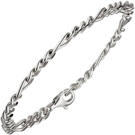 SIGO Figaroarmband 925 Sterling Silber diamantiert 21 cm Armband Silberarmband