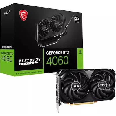 MSI GeForce RTX 4060 Ventus 2X Black OC 8GB GDDR6 Gaming Grafikkarte 3xDP/HDMI