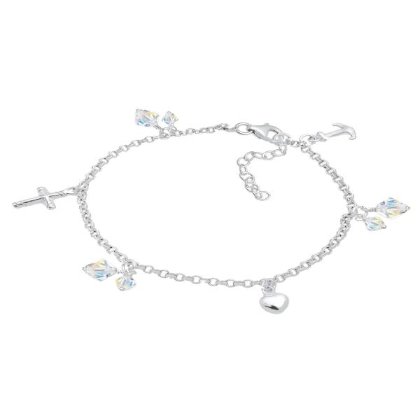 Elli Armband Kreuz Herz Anker Kristalle 925 Silber Haarschere 1.0 pieces