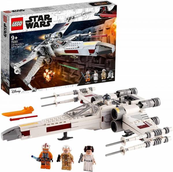 Lego 75301 star wars luke skywalkers x-wing fighter spielzeug mit prinzessin leia und droide r2-d2 als figur single