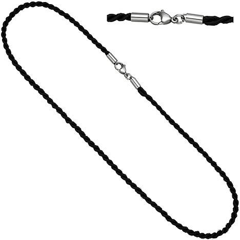 SIGO Halskette Kette Nylonkordel schwarz 70 cm Karabiner aus Edelstahl