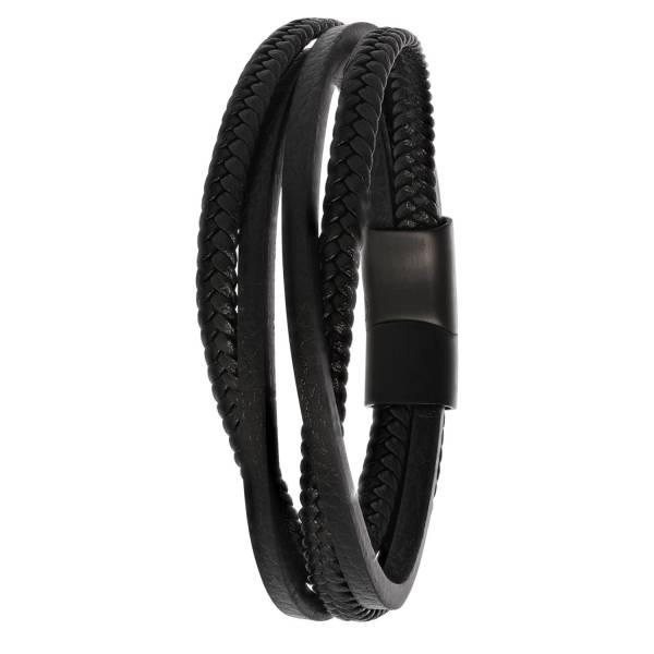 Lucardi Armband Leder schwarz 1.0 pieces