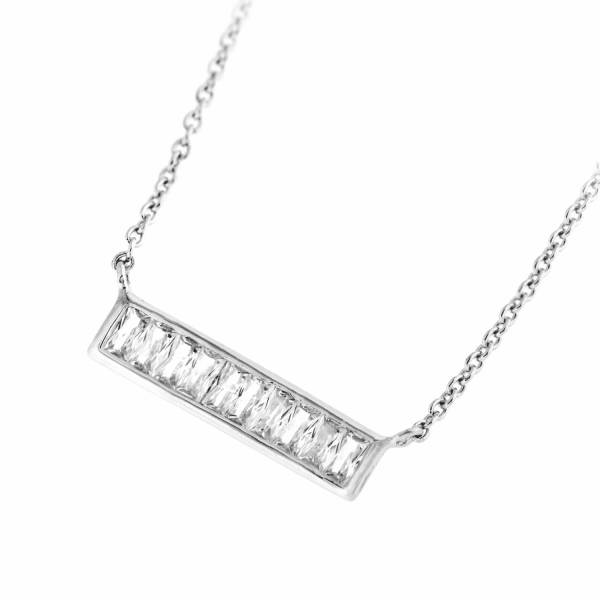 Smart Jewel Collier Mittelteil gerade, mit weißen Zirkonia Steinen, Silber 925 Halskette 1.0 pieces
