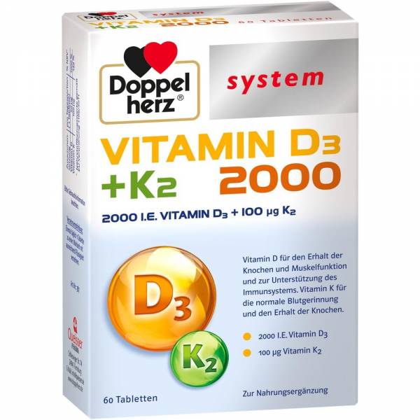 Doppelherz DOPPELHERZ Vitamin D3 2000+K2 system Tabletten 60 St