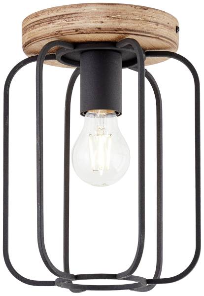 Brilliant 99500/66 Tosh Deckenleuchte E27 Holz (dunkel), Schwarz (korund)