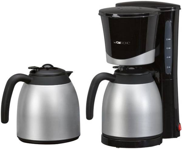 Clatronic KA 3328 Kaffeemaschine Schwarz, Silber Fassungsvermögen Tassen=10 Isolierkanne